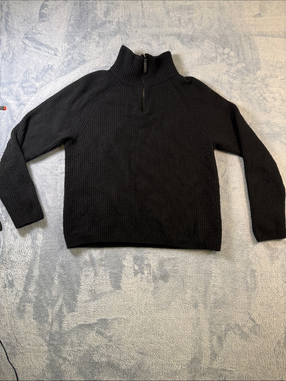 Banana Republic Black wool Half-Zip Ribbed Pullover Sweater #3130